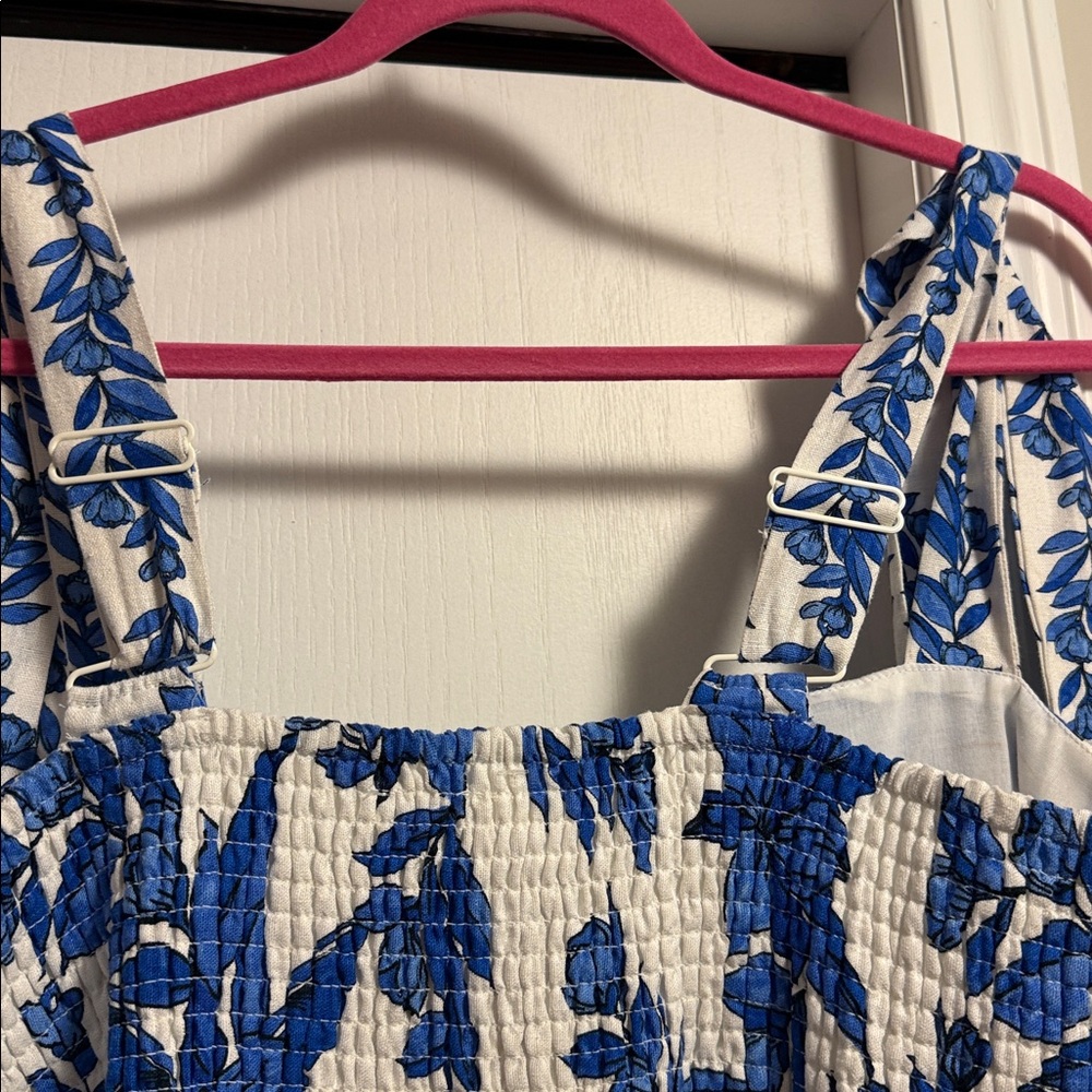CALYPSO ST. BARTH Resortwear Beach Linen Blend Tropical Dress Blue/White - Picture 13 of 16